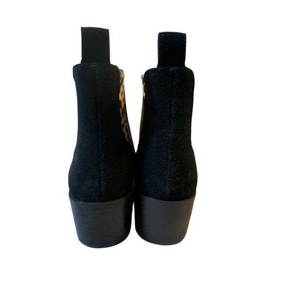 Crown Vintage‎ Women’s Black & Animal-Print Suede Block Heel Boots Size 8 - Picture 6 of 8